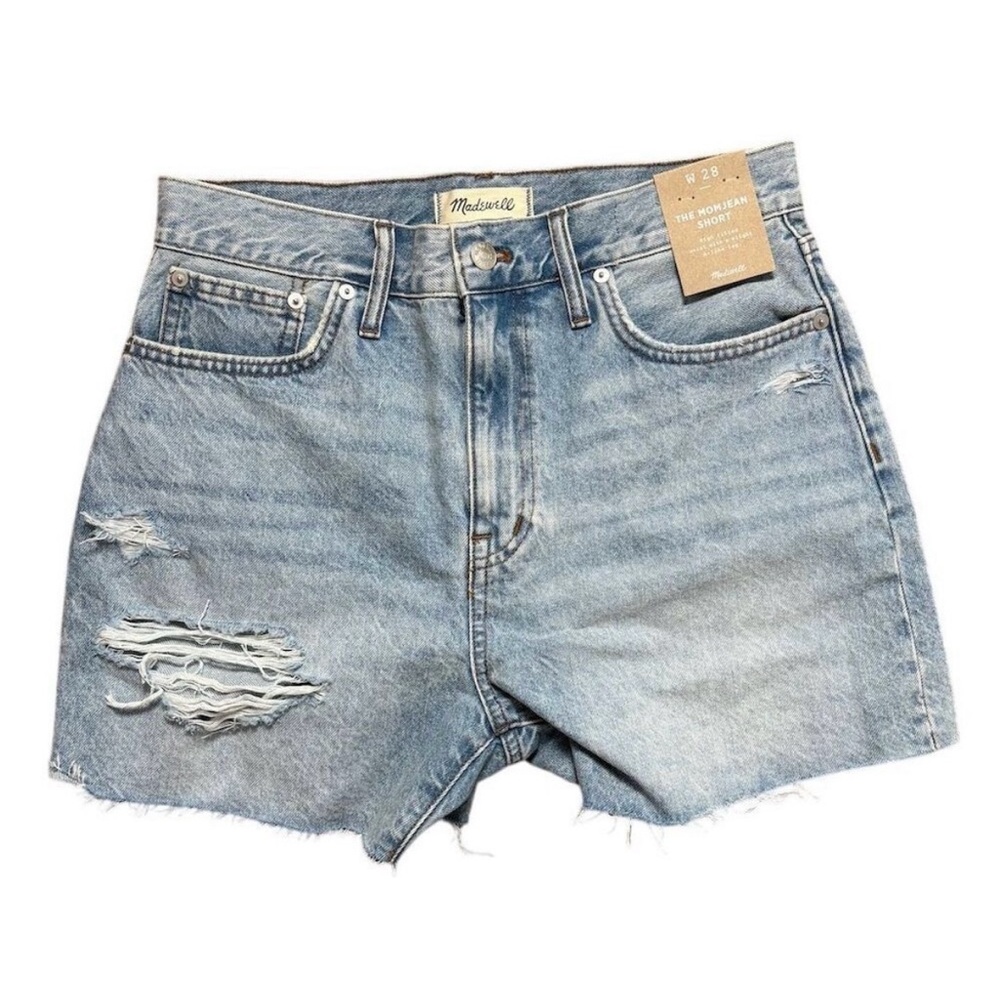 Madewell Women's Mom Jean Shorts Size 28 Blue High Rise Bikercore, Moto